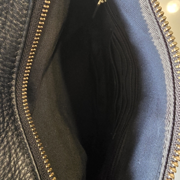 Fossil Black Pebbled Leather Crossbody Bag • Double Zip Camera Style • Gold Hard - Picture 10 of 10